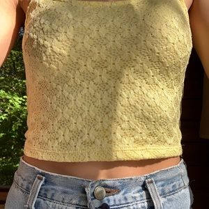 Yellow flowered crop top